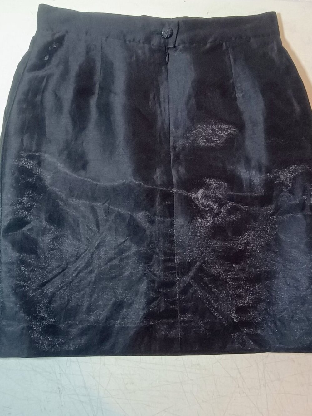 CHANEL 09C Cruise 2009 Black Shimmer Linen Pencil Skirt FR 42 P34889 V20970
